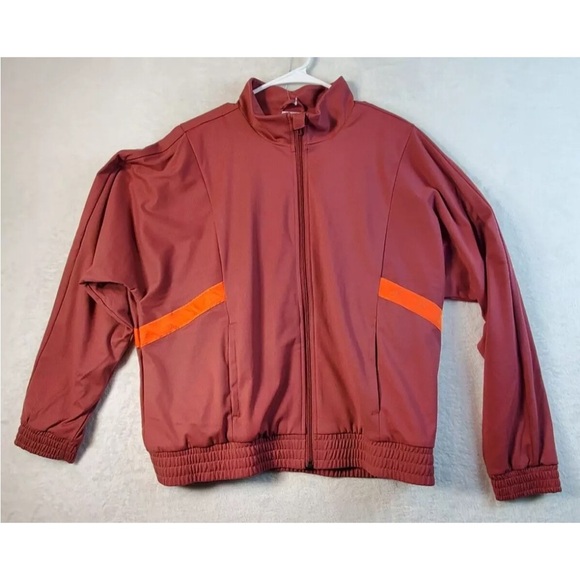 Adidas x Zoe Saldana Jacket Womens Sz M Burgundy Track Jacket Stretch Casualwear - Picture 1 of 9